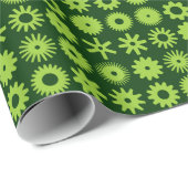 Cogs - Martian Green over Dark Forest Green Cadeaupapier (Rol Hoek)