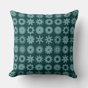 Cogs - Ocean Green op Dark Moss Green Kussen
