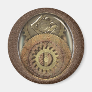 Cogs Steampunk Round Magneet