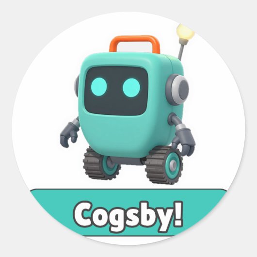 Cogsby Robot Sticker - Mooie Doorzichtige (Voorkant)