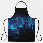 Cogwheels mechanica zwarte blauwe jongens mannen schort (Voorkant)