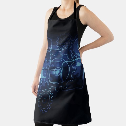 Cogwheels mechanica zwarte blauwe jongens mannen schort (Insitu)