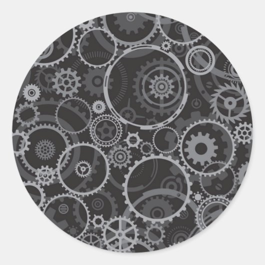 Cogwielpatroon Ronde Sticker (Voorkant)