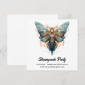 Cogwing Monarch Vlinder Steampunk Bruiloft Aankondiging (Voorkant / Achterkant)