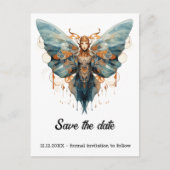 Cogwing Monarch Vlinder Steampunk Trouw  Aankondigingskaart (Voorkant)