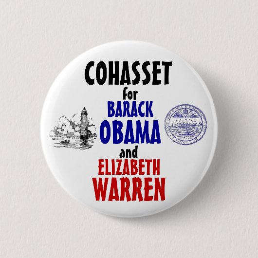 Cohasset voor Obama en Warren 2012 Ronde Button 5,7 Cm (Voorkant)
