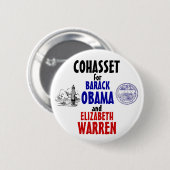 Cohasset voor Obama en Warren 2012 Ronde Button 5,7 Cm (Voorkant /achterkant)