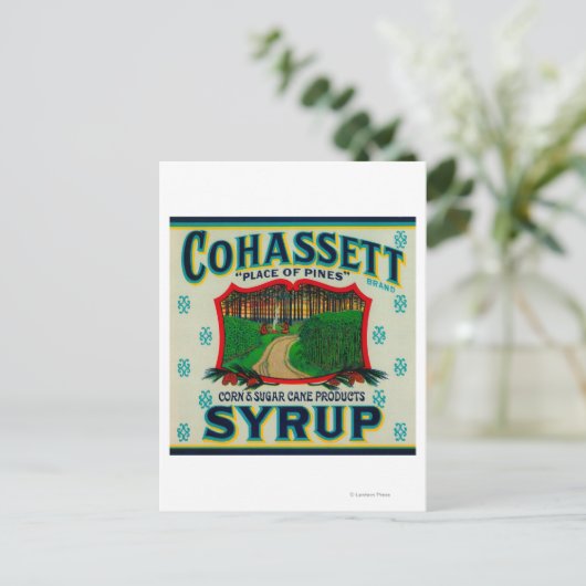 Cohassett Syrup LabelCairo, GA Briefkaart (Staand voorkant)