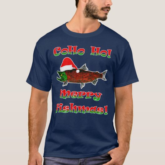 Coho Ho. Fishmas - Mannen Basic T-shirt (Voorkant)