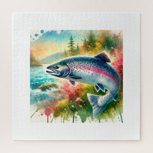 Coho salmon 180724AREF119 - Watercolor Legpuzzel (Verticaal)
