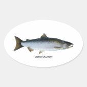 Coho Salmon Ovale Sticker (Voorkant)