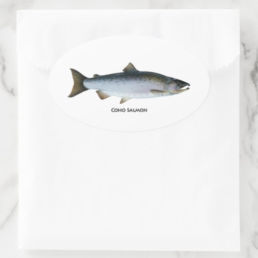 Coho Salmon Ovale Sticker (Tas)
