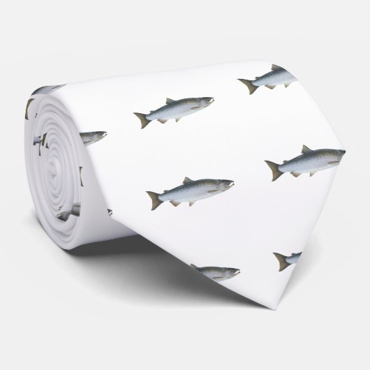 Coho - Silver Salmon Artwork Stropdas (Opgerold)