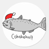 Cohoho Kerstzalm Doodle Ronde Sticker (Voorkant)