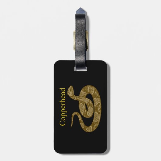 Coiled Copperhead Snake Thunder_Cove Bagagelabel (Achterkant verticaal)
