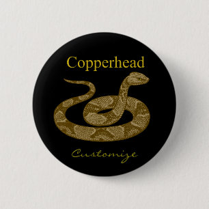 Coiled Copperhead Snake Thunder_Cove Ronde Button 5,7 Cm