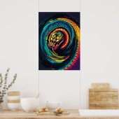 Coiled Serpent Spiral Art Poster (Keuken)