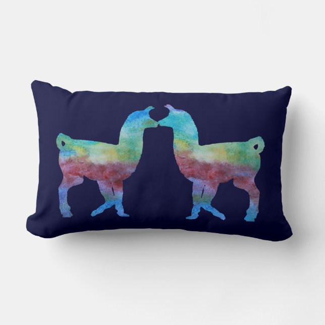 Coilorwashed Kissing Llamas Kussen (Voorkant)