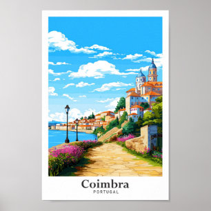 Coimbra Portugal Art Vintage Travel Illustratie Poster