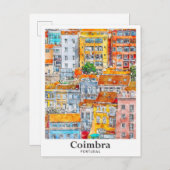Coimbra Portugal Travel Waterverf Hand getekend Briefkaart (Voorkant / Achterkant)
