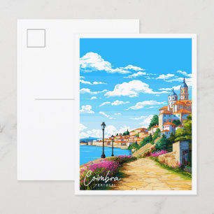 Coimbra Portugal vintage reisillustratie Briefkaart