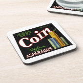 Coin California Asparagus Label Bier Onderzetter (Linkerzijde)