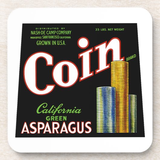 Coin California Asparagus Label Bier Onderzetter (Voorkant)