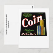 Coin California Asparagus Label Briefkaart (Voorkant / Achterkant)