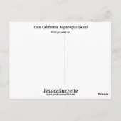 Coin California Asparagus Label Briefkaart (Achterkant)