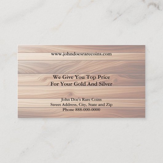 Coin Dealer Business Card Visitekaartje (Achterkant)
