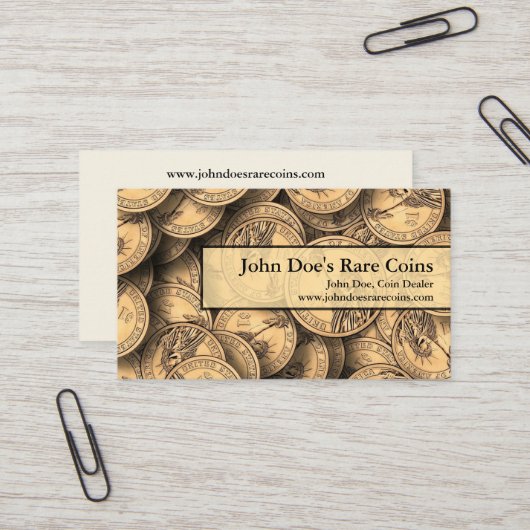 Coin Dealer Business Card Visitekaartje (Voorkant / Achterkant in situ)