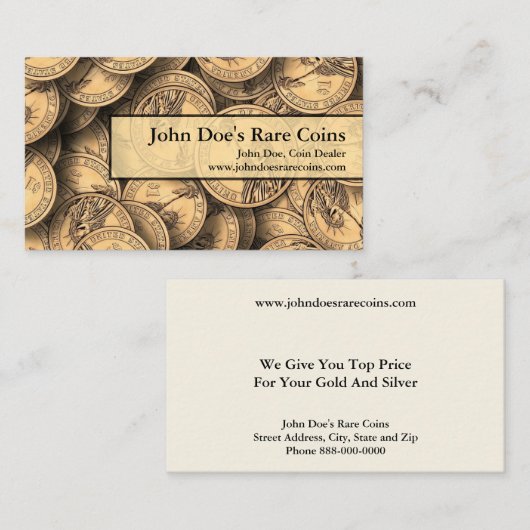 Coin Dealer Business Card Visitekaartje (Voorkant / Achterkant)