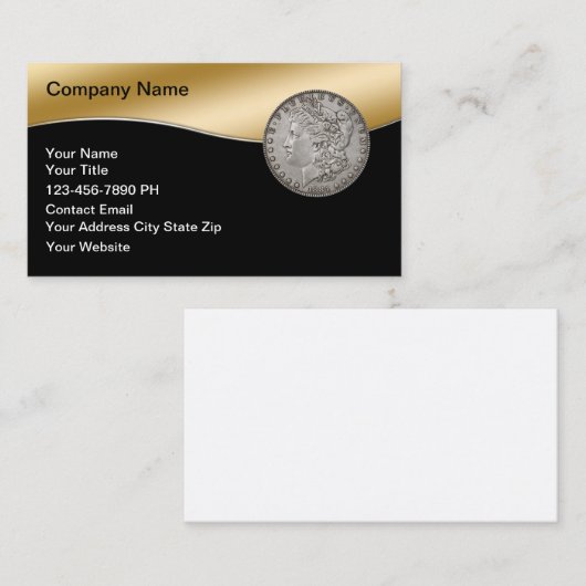 Coin Dealer Glossy Style Visitekaartjes (Voorkant / Achterkant)