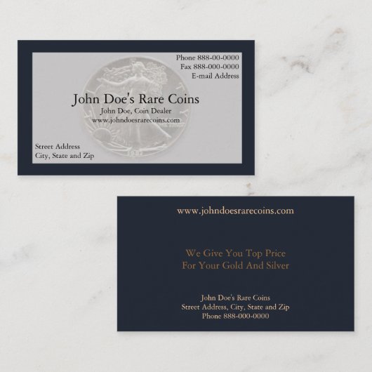 Coin Dealer Visitekaartje (Voorkant / Achterkant)