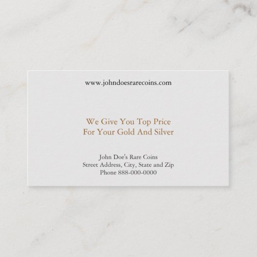 Coin Dealer Visitekaartje (Achterkant)