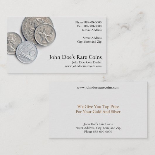 Coin Dealer Visitekaartje (Voorkant / Achterkant)