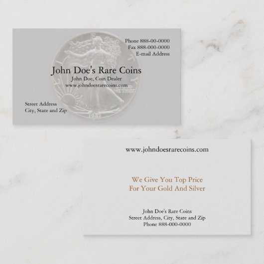 Coin Dealer Visitekaartje (Voorkant / Achterkant)
