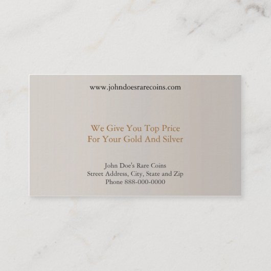 Coin Dealer Visitekaartje (Achterkant)