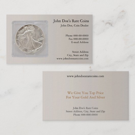 Coin Dealer Visitekaartje (Voorkant / Achterkant)