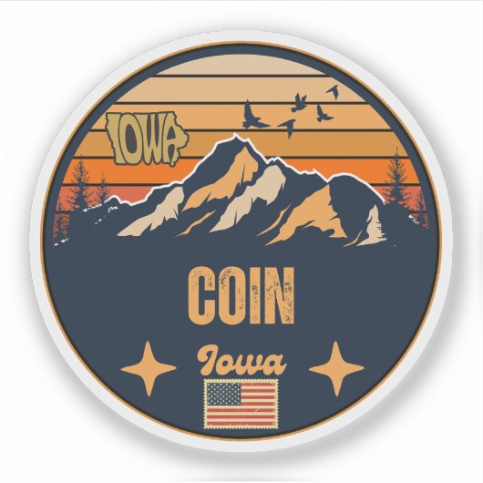 Coin, Iowa, Verenigde Staten Sticker (Voorkant)