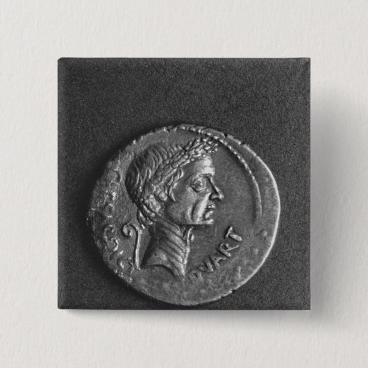 Coin met een portret van Julius Caesar Vierkante Button 5,1 Cm (Voorkant)