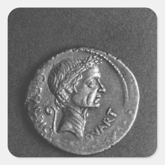 Coin met een portret van Julius Caesar Vierkante Sticker (Voorkant)