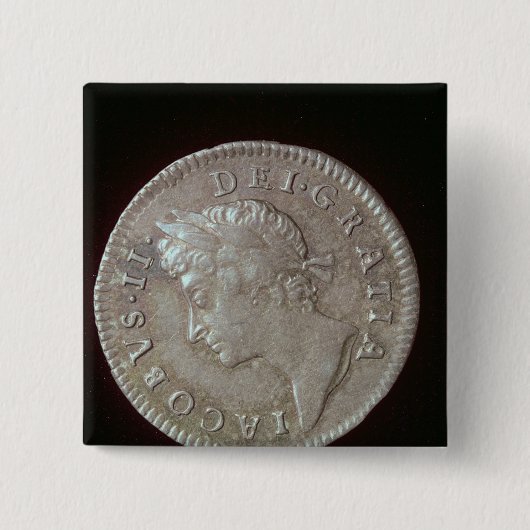 Coin of James II Vierkante Button 5,1 Cm (Voorkant)