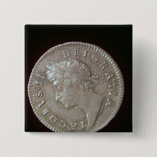 Coin of James II Vierkante Button 5,1 Cm
