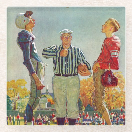 Coin Toss van Norman Rockwell Glazen Onderzetter (Voorkant)