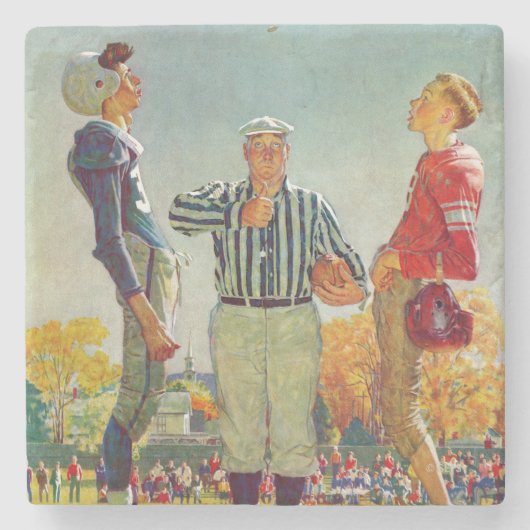Coin Toss van Norman Rockwell Stenen Onderzetter (Voorkant)