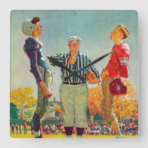 Coin Toss van Norman Rockwell Vierkante Klok