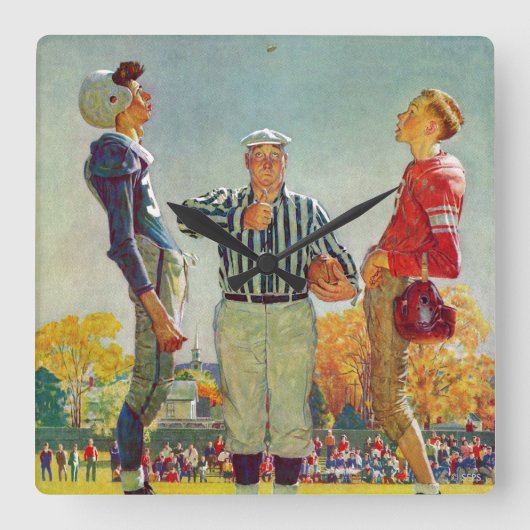 Coin Toss van Norman Rockwell Vierkante Klok (Voorkant)
