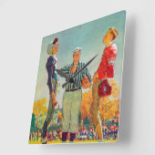 Coin Toss van Norman Rockwell Vierkante Klok (Hoek)