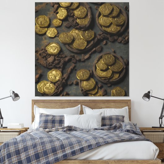 Coins of Treasure Island Canvas Afdruk (Insitu (Slaapkamer))